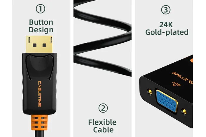 Bộ chuyển đổi DisplayPort DP sang VGA 1080P 60Hz 